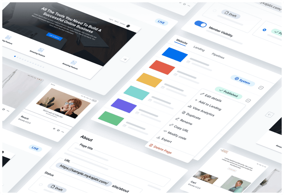 Kajabi theme builder interface